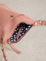 White Stuff Pink Mini Fern Leather Crossbody Bag - Image 4 of 4