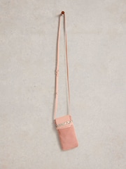 White Stuff Pink Emmy Leather Phone Bag - Image 1 of 4