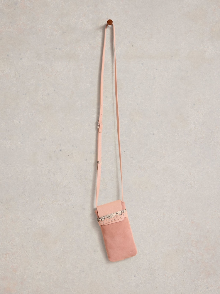 White Stuff Pink Emmy Leather Phone Bag - Image 1 of 4