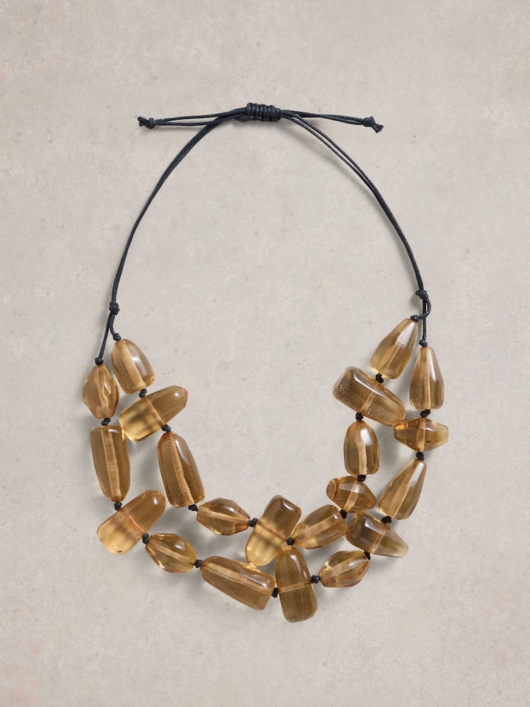 White Stuff Natural Hazel Chunky Bead Necklace - Image 1 of 2