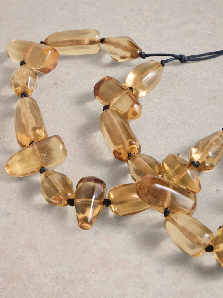 White Stuff Natural Hazel Chunky Bead Necklace - Image 2 of 2