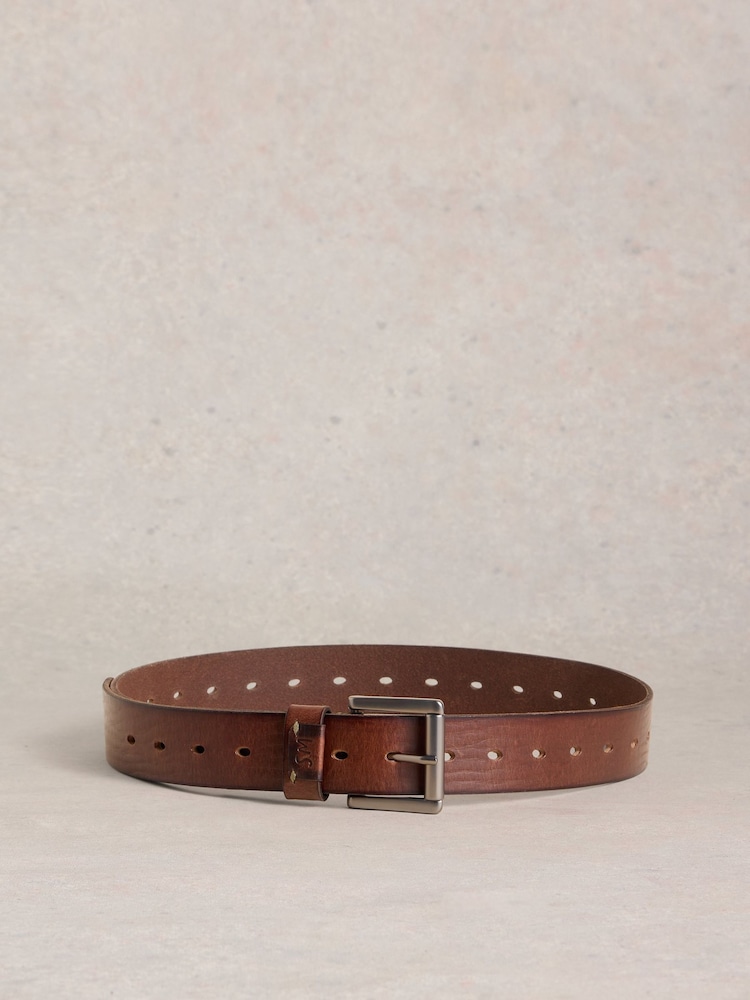 White Stuff Brown Multi Punch Leather Belt - Image 1 of 3 White Stuff Brown Multi Punch Leather Belt - Image 1 of 3