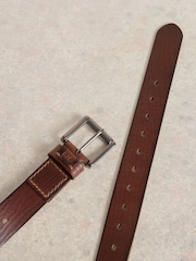 White Stuff Brown Multi Punch Leather Belt - Image 3 of 3