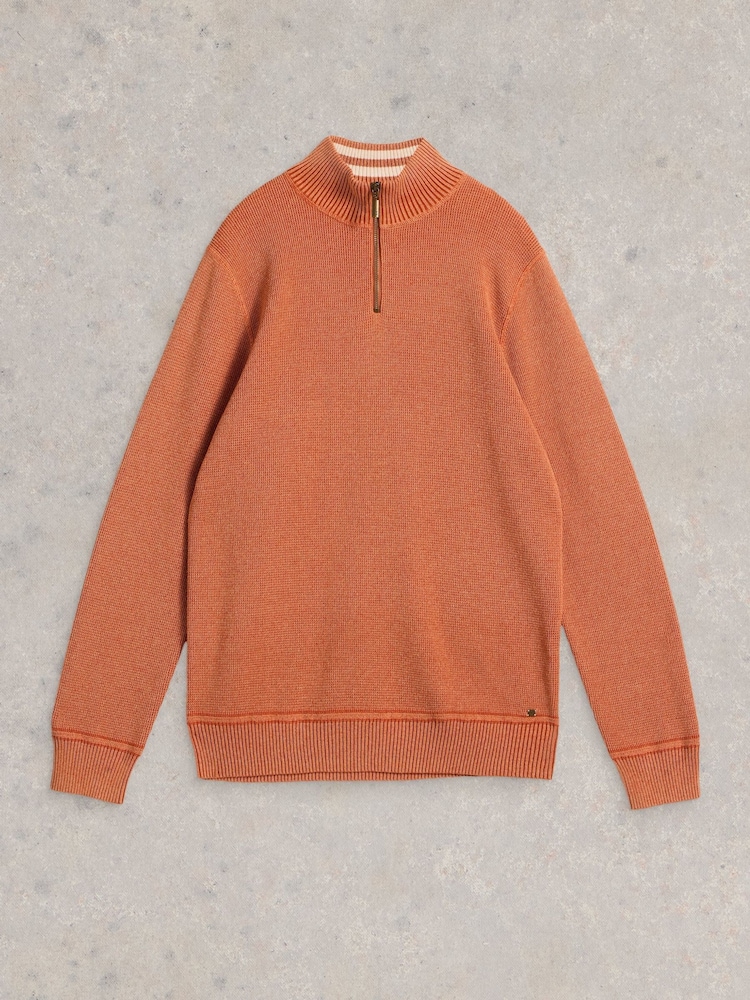 White Stuff Orange 100% Cotton Attadale Funnel Neck Jumper - Image 5 of 6