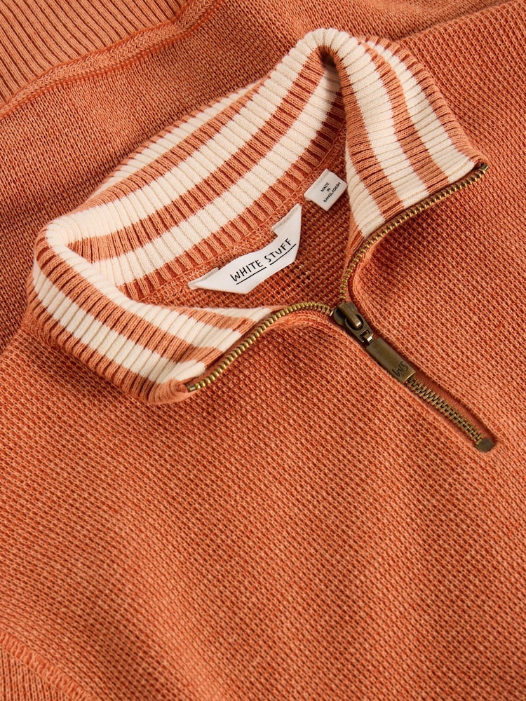 White Stuff Orange 100% Cotton Attadale Funnel Neck Jumper - Image 6 of 6