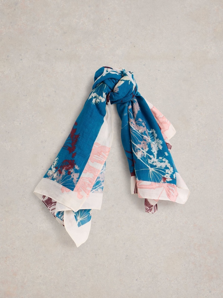 White Stuff Blue Floral Square Scarf - Image 1 of 3 White Stuff Blue Floral Square Scarf - Image 1 of 3