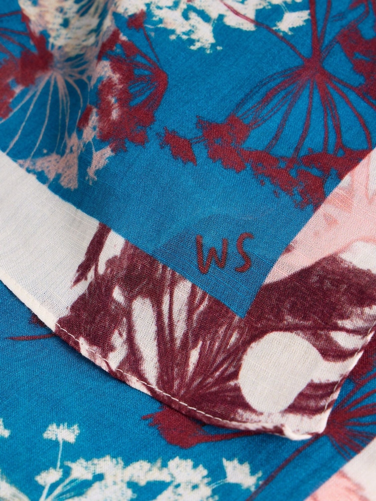 White Stuff Blue Floral Square Scarf - Image 3 of 3 White Stuff Blue Floral Square Scarf - Image 3 of 3