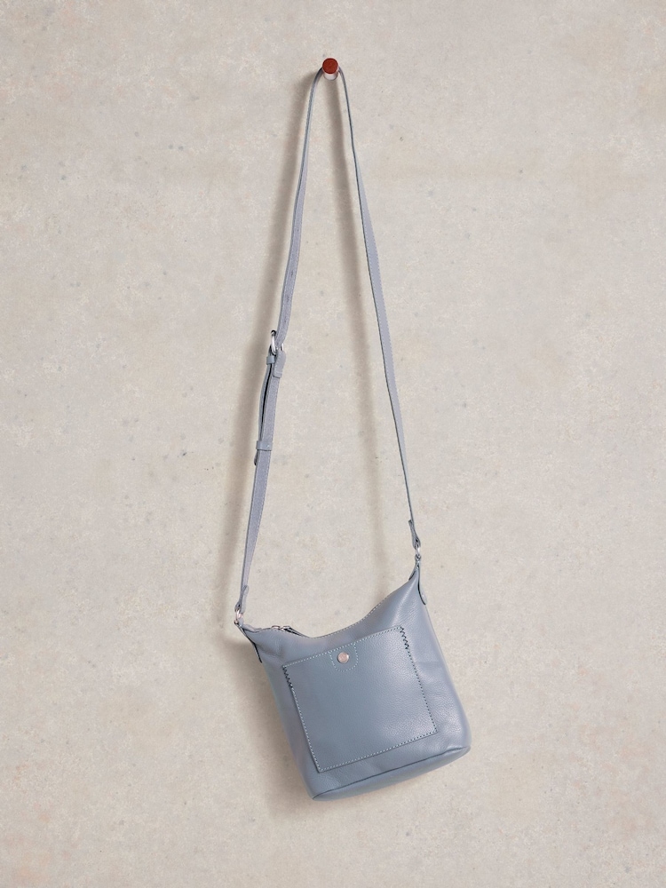 White Stuff Blue Mini Fern Leather Crossbody Bag - Image 3 of 4
