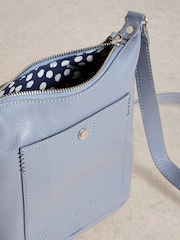 White Stuff Blue Mini Fern Leather Crossbody Bag - Image 4 of 4
