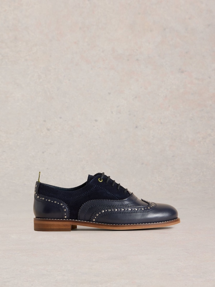 White Stuff Blue Thistle Studded Lace Up Brogues - Image 1 of 4