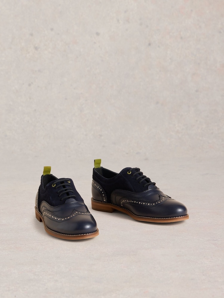 White Stuff Blue Thistle Studded Lace Up Brogues - Image 2 of 4
