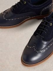 White Stuff Blue Thistle Studded Lace Up Brogues - Image 4 of 4