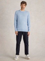 White Stuff Blue Henderson Spacedye Jumper - Image 1 of 6