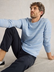 White Stuff Blue Henderson Spacedye Jumper - Image 3 of 6