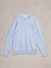 White Stuff Blue Henderson Spacedye Jumper - Image 5 of 6