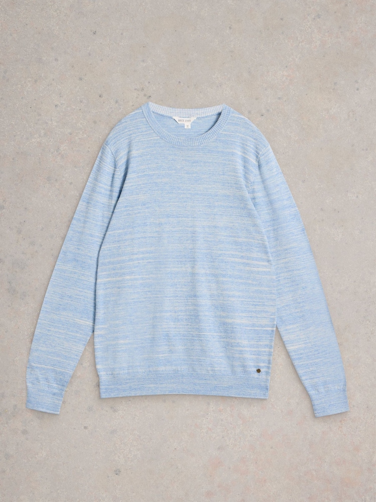 White Stuff Blue Henderson Spacedye Jumper - Image 5 of 6