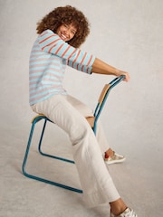 White Stuff Blue 100% Cotton Nadia 3/4 Sleeve T-Shirt - Image 2 of 6