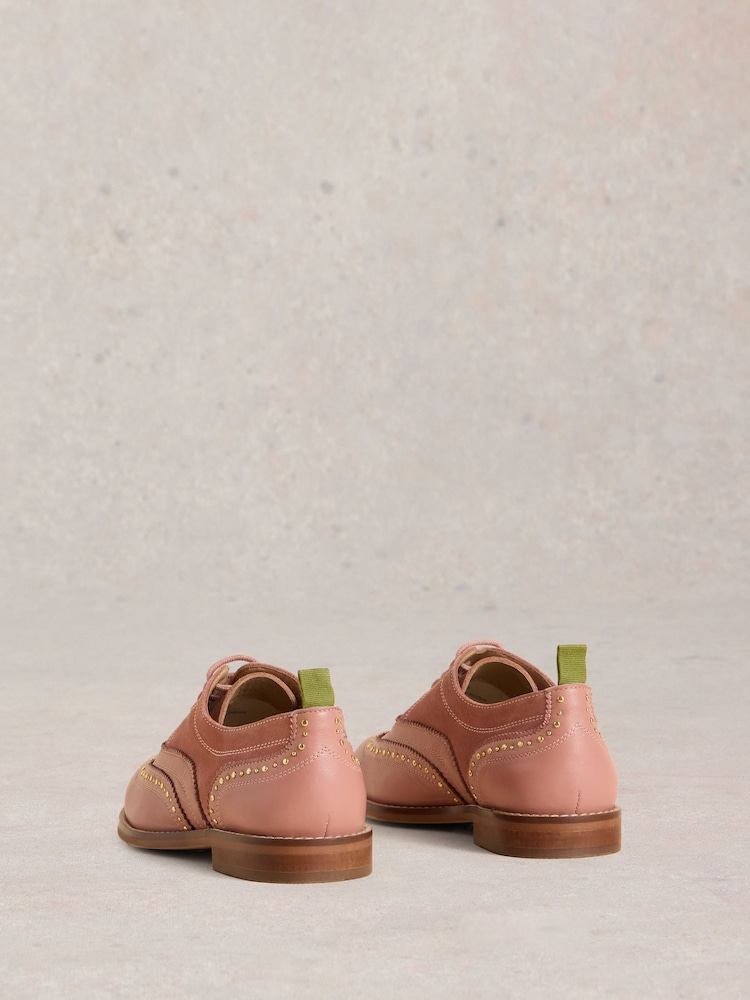 White Stuff Pink Thistle Studded Lace Up Brogues - Image 3 of 4