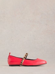 White Stuff Pink Minnie Strap Leather Ballerina Shoes - Image 1 of 4