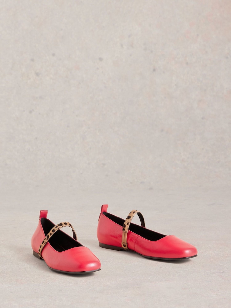 White Stuff Pink Minnie Strap Leather Ballerina Shoes - Image 2 of 4