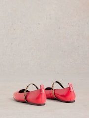 White Stuff Pink Minnie Strap Leather Ballerina Shoes - Image 3 of 4