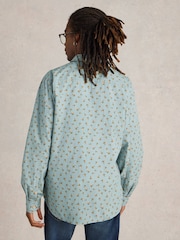 White Stuff Blue 100% Organic Cotton Origami Printed Shirt - Image 2 of 6