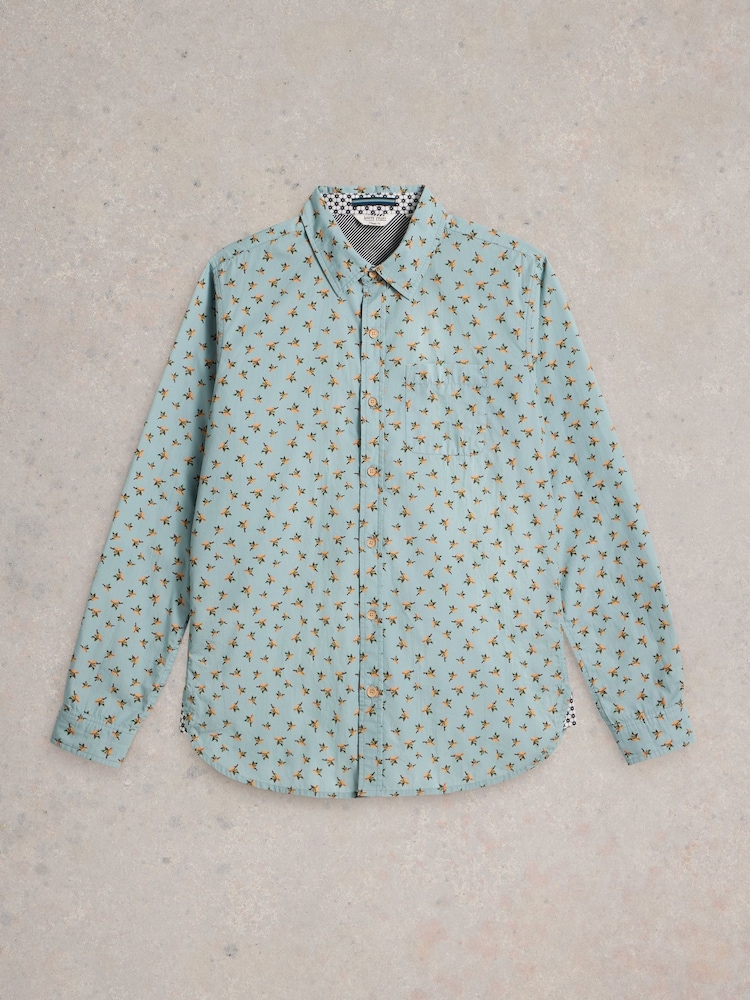 White Stuff Blue 100% Organic Cotton Origami Printed Shirt - Image 5 of 6