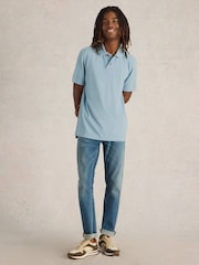 White Stuff Blue 100% Cotton Utility Polo Shirt - Image 1 of 6