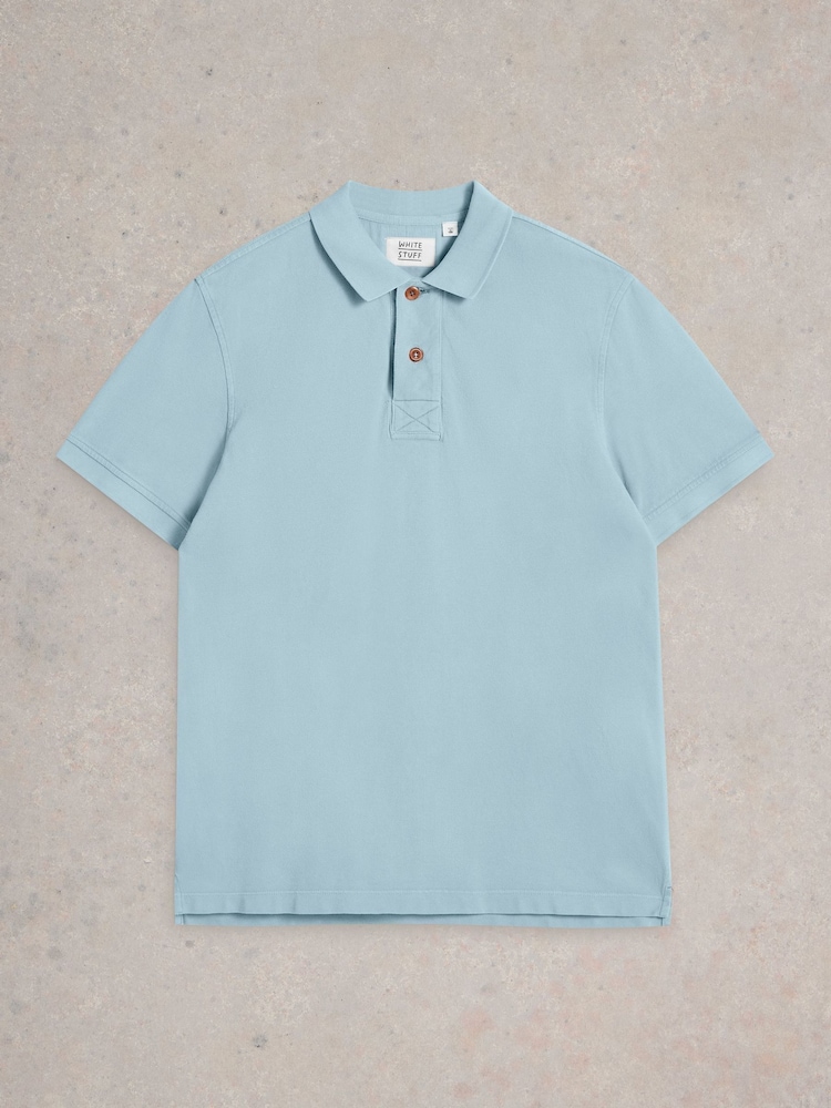 White Stuff Blue 100% Cotton Utility Polo Shirt - Image 5 of 6