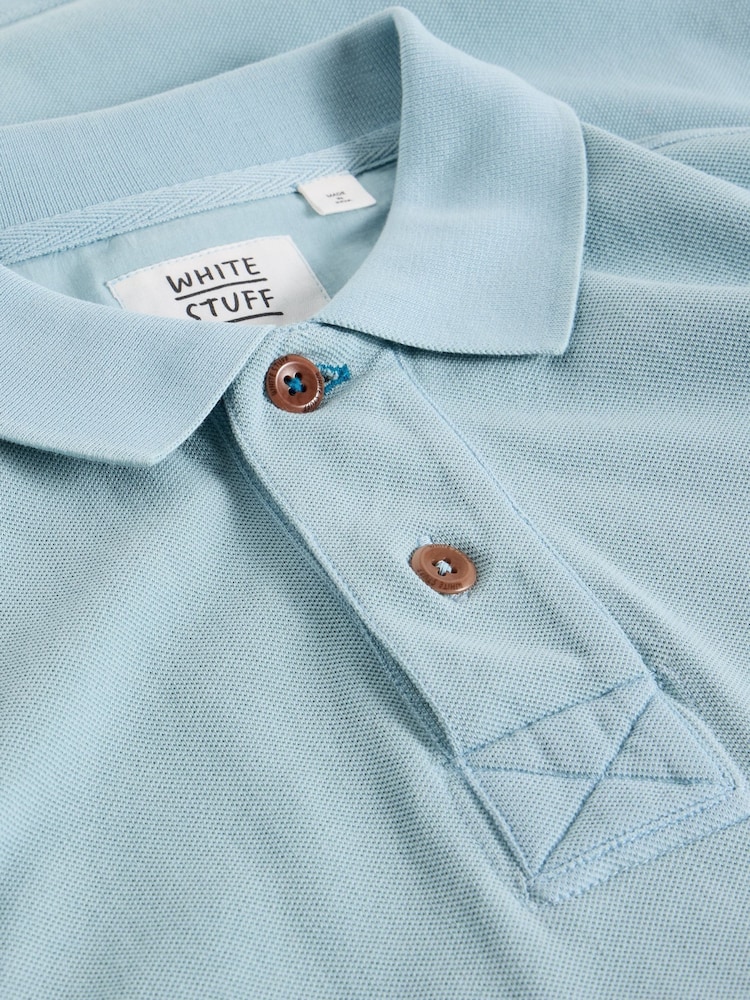 White Stuff Blue 100% Cotton Utility Polo Shirt - Image 6 of 6