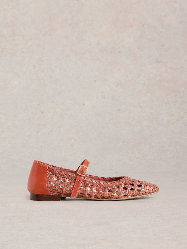 White Stuff Pink Winnie Woven Ballerinas - Image 1 of 4