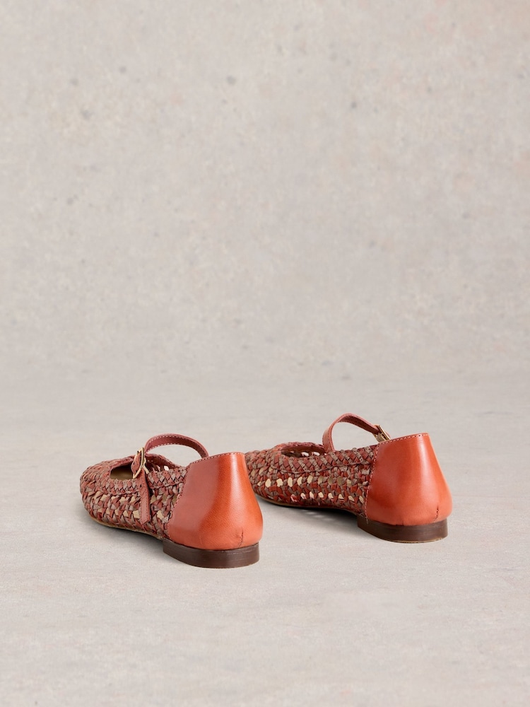 White Stuff Pink Winnie Woven Ballerinas - Image 4 of 4