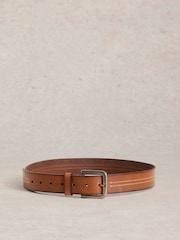 White Stuff Brown Double Stitch Leather Belt - Image 1 of 3