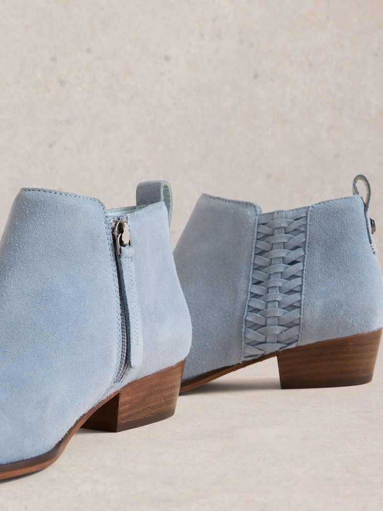 White Stuff Blue Willow Weave Ankle Boots - Image 4 of 4