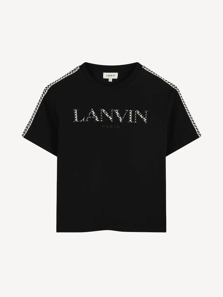 Lanvin Black Short Sleeve Logo T-Shirt With Tipping Detail - Image 1 of 2 Lanvin Black Short Sleeve Logo T-Shirt With Tipping Detail - Image 1 of 2