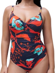 Chantelle Blue Icon underwired Ruched Smoothing Swimsuit - Image 3 of 4