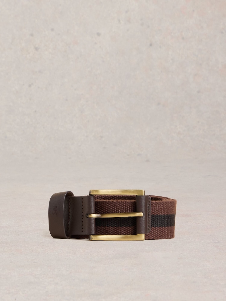 White Stuff Brown Striped Webbing Belt - Image 1 of 3