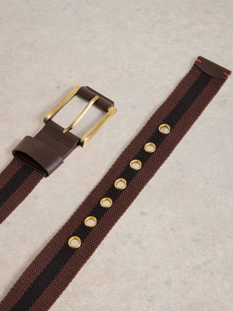 White Stuff Brown Striped Webbing Belt - Image 3 of 3 White Stuff Brown Striped Webbing Belt - Image 3 of 3