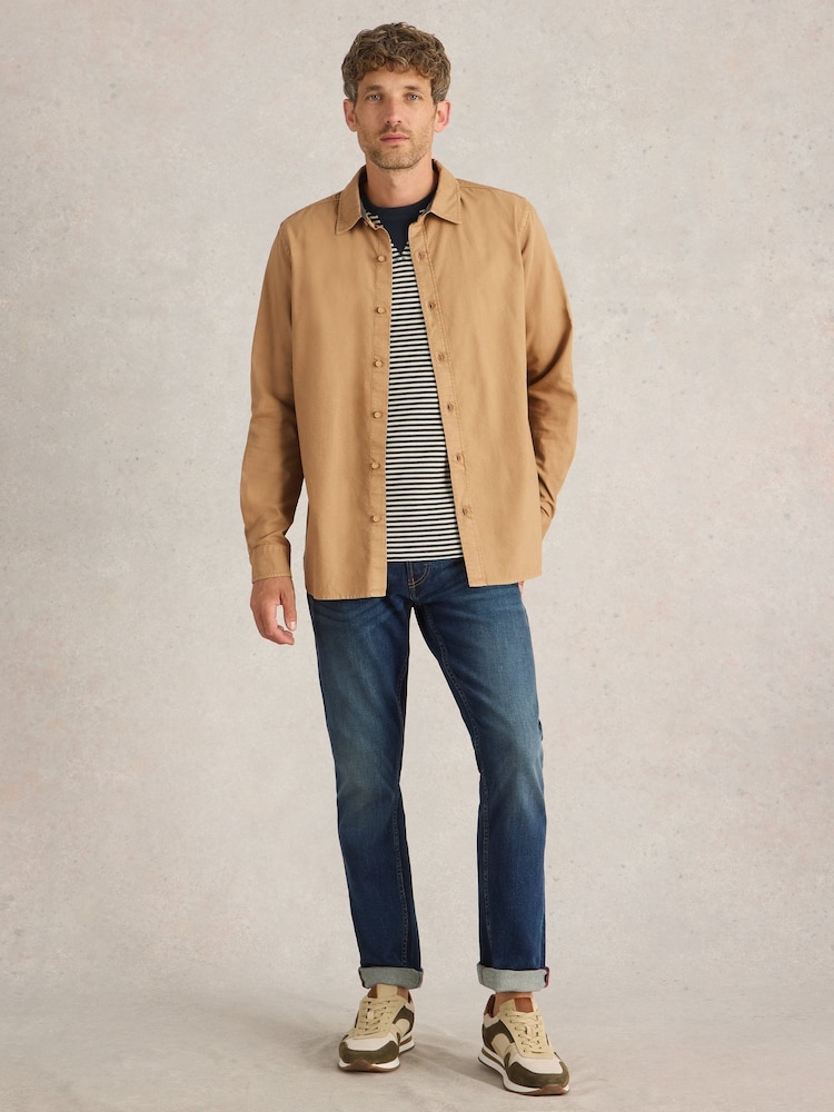 White Stuff Brown Bruton Oxford 100% Organic Cotton Shirt - Image 1 of 6