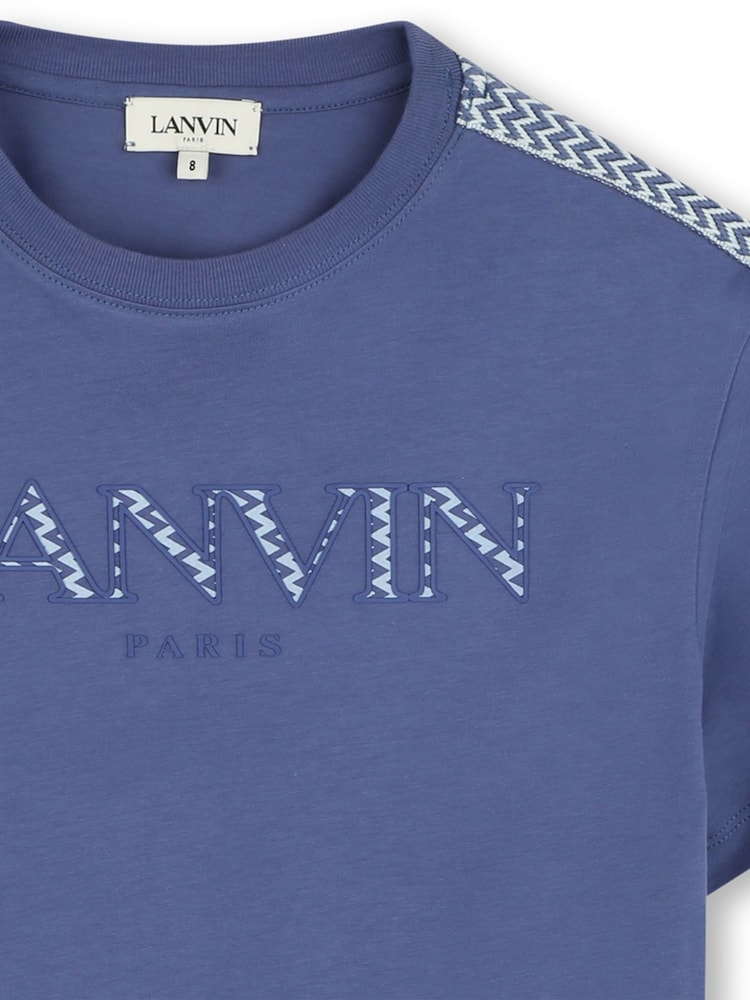 Lanvin Blue Short Sleeve Logo T-Shirt With Tipping Detail - Image 3 of 3