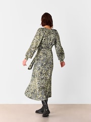 Whistles Green Petite Marlow Leopard Swirl Dress - Image 3 of 4