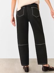 Whistles Black Contrast Stitch Detail Barrel Jeans - Image 2 of 5