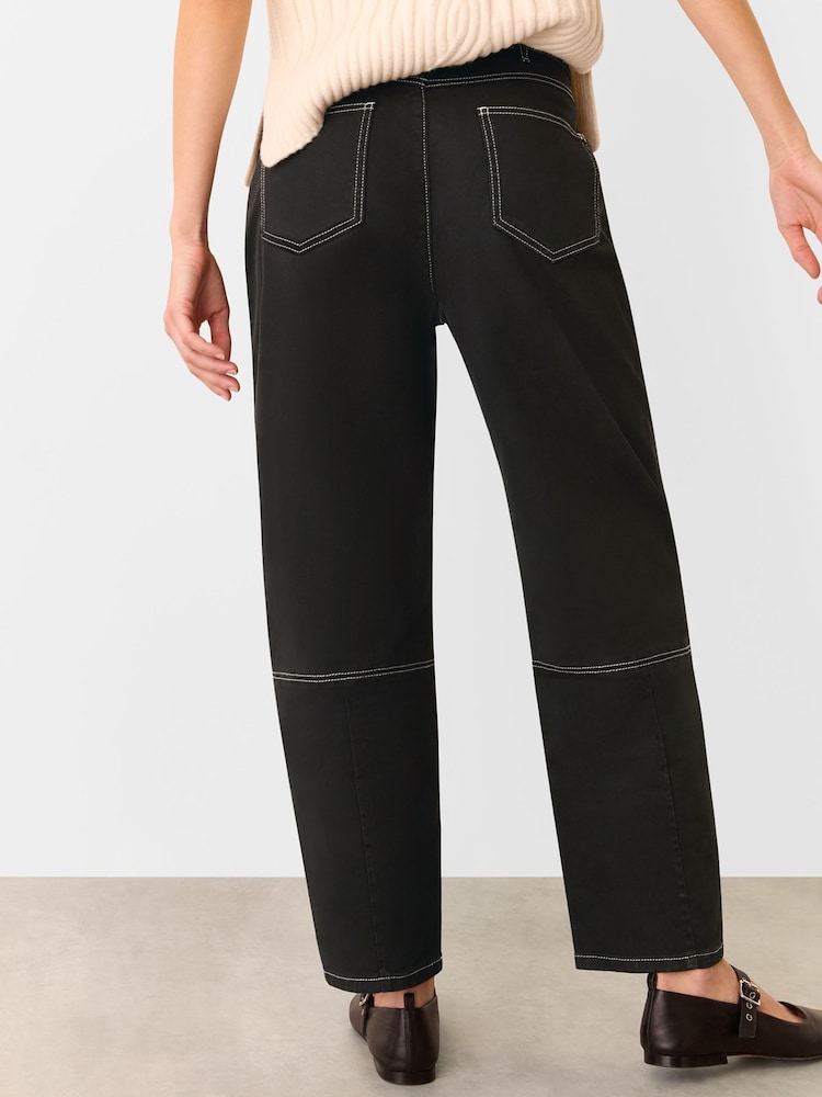 Whistles Black Contrast Stitch Detail Barrel Jeans - Image 2 of 5