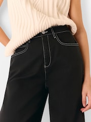Whistles Black Contrast Stitch Detail Barrel Jeans - Image 4 of 5