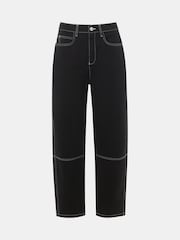 Whistles Black Contrast Stitch Detail Barrel Jeans - Image 5 of 5