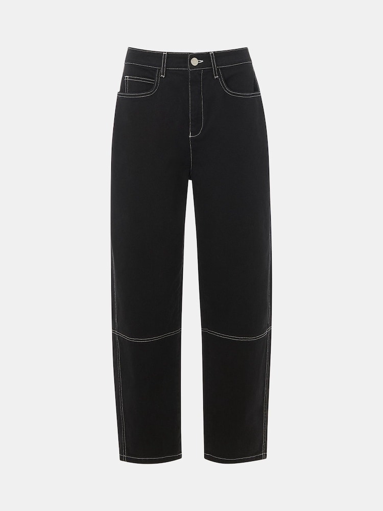 Whistles Black Contrast Stitch Detail Barrel Jeans - Image 5 of 5
