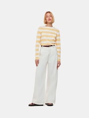 Whistles Yellow Stripe Crew Neck Pocket 100% Cotton Top - Image 1 of 5