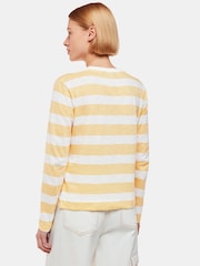 Whistles Yellow Stripe Crew Neck Pocket 100% Cotton Top - Image 3 of 5