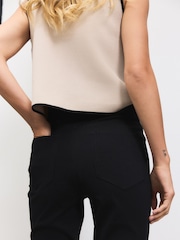 Black Flare Leg Denim Jersey Leggings - Image 4 of 7