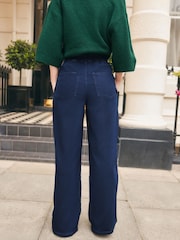 Dark Blue Denim Jersey Joggers - Image 3 of 7